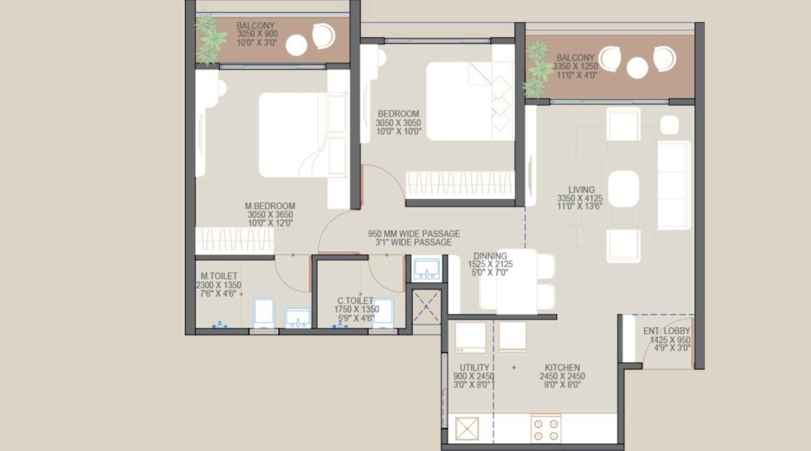 Goyal-My-Home-Codename-Roots-Floor-Plan-2-BHK-Premier-704-Sqft