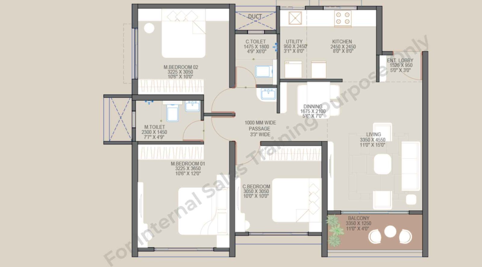 Goyal-My-Home-Codename-Roots-Floor-Plan-3-BHK-Classic-848-Sqft