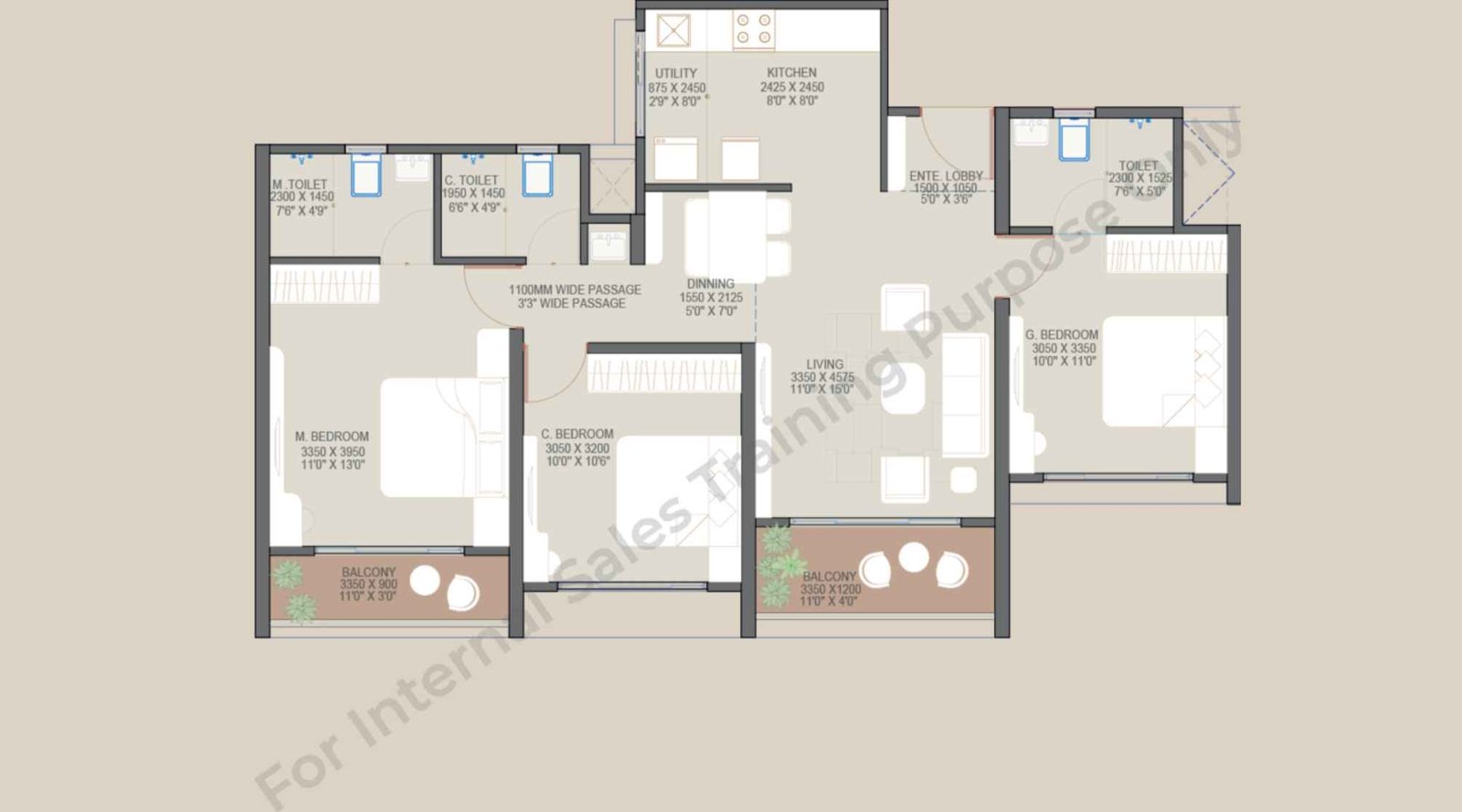 Goyal-My-Home-Codename-Roots-Floor-Plan-3-BHK-Premier-924-Sqft